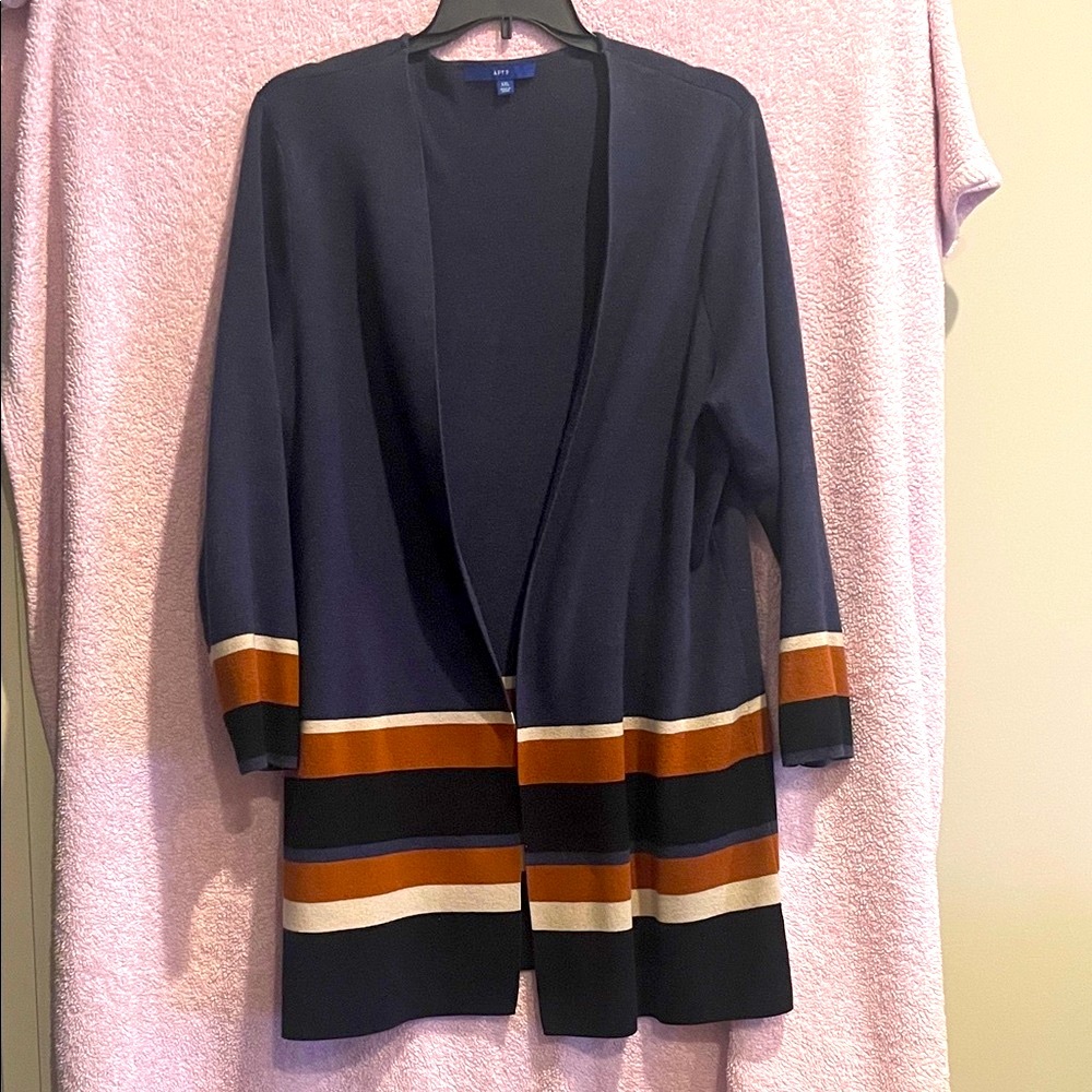 Apt. 9 Navy Cardigan with Stripes